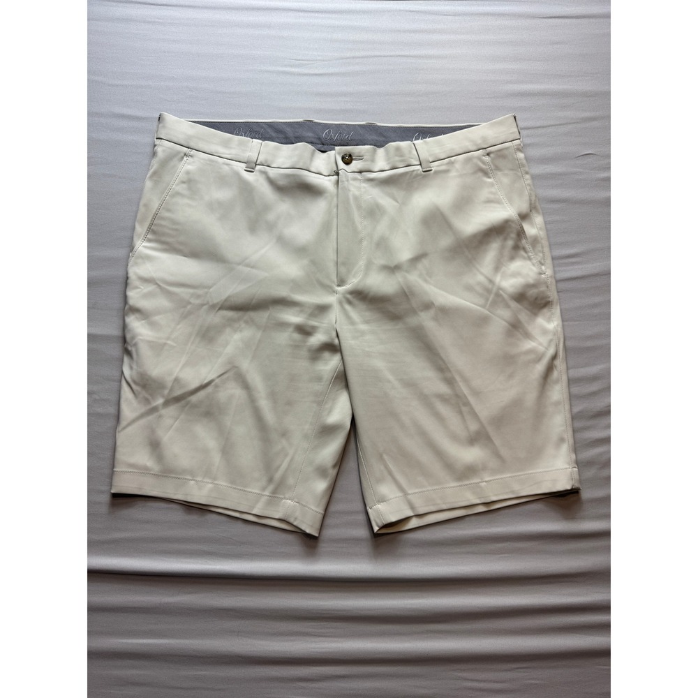 Oxford‎ Golf Mens Performance Shorts Stone Beige Size 38 Stretch Flat Front